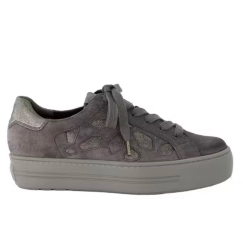 Lace Up Platform Sneakers. Gray leather US sizes